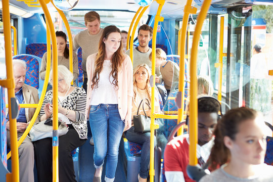 Interior Of Bus With Passengers