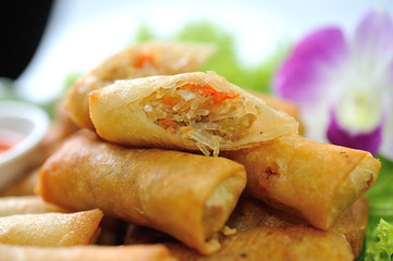 Fried Chinese Traditional Spring rolls food