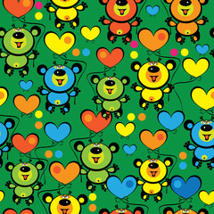 multicolored teddy bears seamless pattern