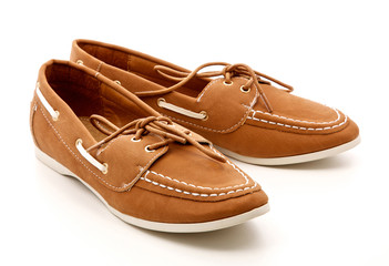 brown, women's shoes on a white background