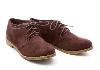 brown, women's shoes on a white background