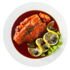 Grilled salmon steak