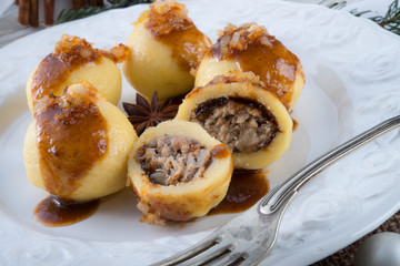 Potato dumplings with a meat filling