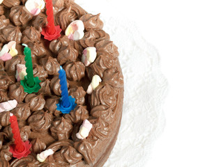 Chocolate cake isolated on white