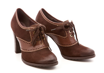 brown, women's shoes on a white background