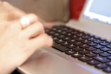 Young woman working on laptop