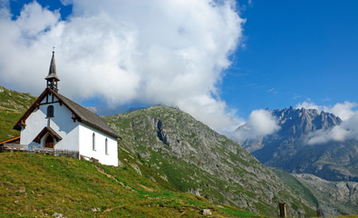 Landscape with church in the alps