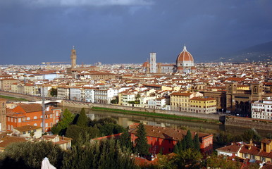 Fototapeta na wymiar Aerial view from Michelangelo square on Florence city, Italy