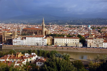 Aerial view from Michelangelo square on Florence city, Italy