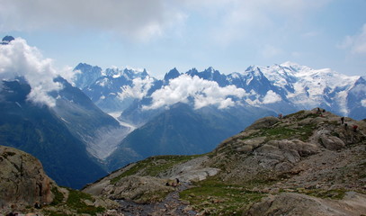 Panoramic view on Mont Blanc massif, Alps, France