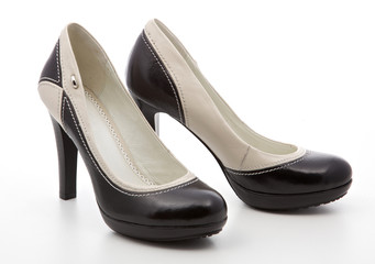 black, women's shoes on a white background