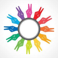 creative colorful victory hand background - vector illustration