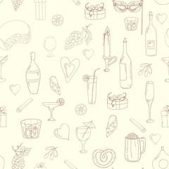 Wine and coctail seamless background.