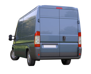 Blue commercial delivery van isolated © Supertrooper