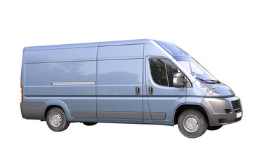 Blue commercial delivery van isolated