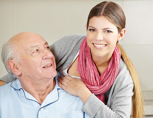 Smiling extended care with senior citizen