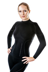 Fototapeta premium sexy woman in black thermolinen underwear