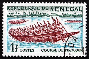 Postage stamp Senegal 1961 Pirogues Racing