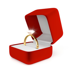 Gold Ring with Red Box