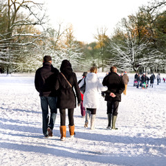 Walking in a winter park.