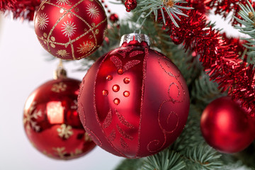 Festive Christmas and New Year decoration with ornaments