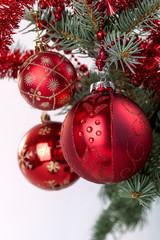 Festive Christmas and New Year decoration with ornaments
