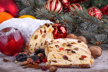 traditional homemade Christmas sweet bread with dried fruit