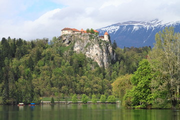 Fototapeta na wymiar Bled Zamek na alpejskie jezioro Bled, Słowenia