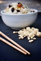 Fried rice with soy protein