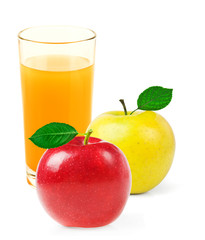 Glass of apple juice isolated on white