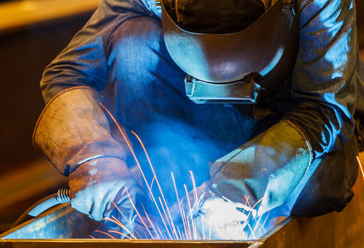 MIG welder in a factory