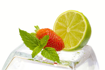 Strawberry,  lime and mint