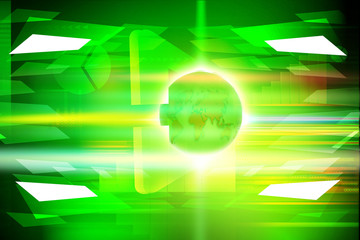 Bright green background with globe and ray