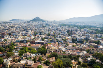 Fototapeta na wymiar View of Athens and Lycabettus hill