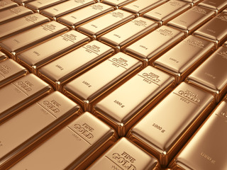 Gold bars. Concept of banking. 3D Illustration