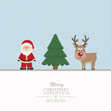 santa and reindeer merry christmas