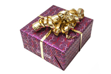 Gift Box with Gold Ribbon Bow