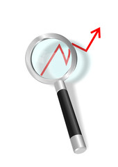 Лупа со стрелкой. Финансовый рост