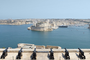 Valletta scenic view of the Grand Harbour & Fort St. Angelo