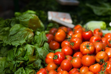 Herbs and vegetables at market