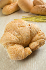 Closeup of fresh croissant with breads