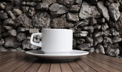 close-up one white coffee cup