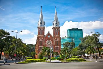 Notre-Dame Cathedral in Ho Chi Minh City, Vietnam. - obrazy, fototapety, plakaty