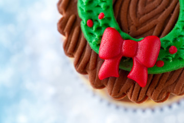 Close up of Christmas cupcake