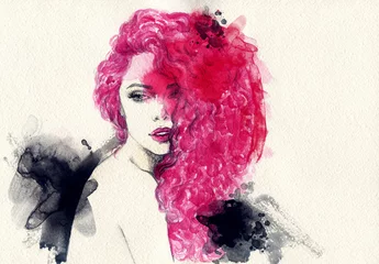 Fensteraufkleber Aquarell Gesicht Beautiful woman. watercolor illustration