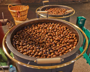 Roasted chestnuts at street vendor