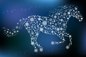 Horse of snowflakes in the new year © medweddyla