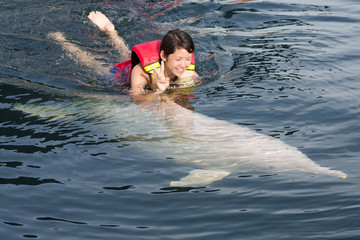 Schwimmen mit Delphin