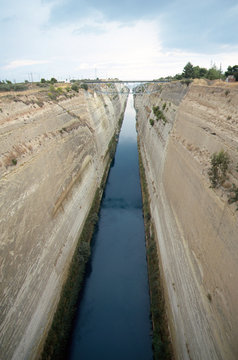 Overview of Corinth canal in Greece