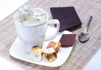 Hot chocolate with marshmallows.